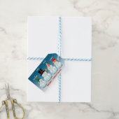 Cool familie van sneeuwpoppen cadeaulabel (Met Touw)