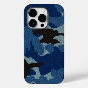 Cool Faux Cloth Blue Camo Pattern Achtergrond Case-Mate iPhone 14 Pro Hoesje