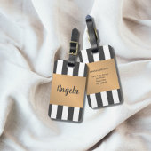 Cool Faux Goud Grijs Wit Strepen Bagagelabel