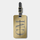 Cool Faux koper vet grijs monogram Bagagelabel (Voorkant verticaal)