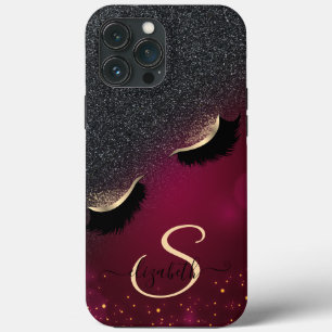 Cool Faux Lashes Black Glitter Red iPhone 13 Pro Max Hoesje