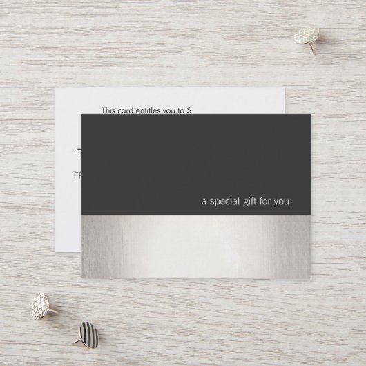 Cool Faux Silver Stripe Modern Cft Certificate Kortingskaartje (Voorkant / Achterkant in situ)