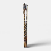 Cool Faux Wood Textuur Zonnebloem Foto Tough Case-Mate iPhone Case (Achterkant / Links)