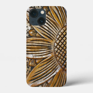 Cool Faux Wood Textuur Zonnebloem Hoest iPhone 13 Mini Hoesje