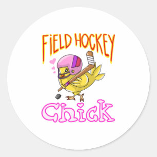 Cool Field Hockey Chick Funny Chicken Sport Ronde Sticker