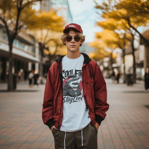 Cool Fin Shark Illustration T-Shirt