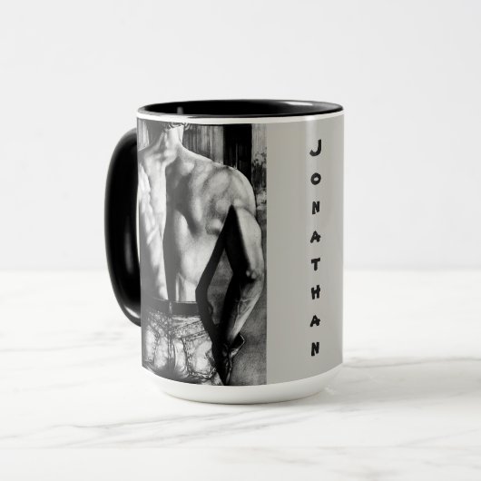 Cool Fine Art, Bare-Back Cowboy Charcoal Schets Mok (Voorkant links)