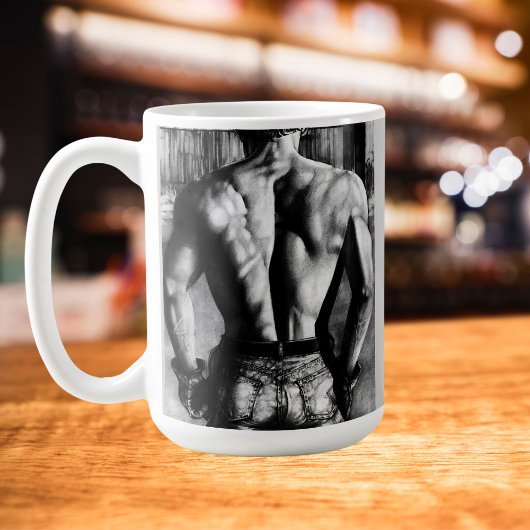 Cool Fine Art, Bare-Back Cowboy Charcoal Schets Mok