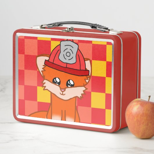 Cool Firefighter & Fox Themed Lunchbox (En situation)