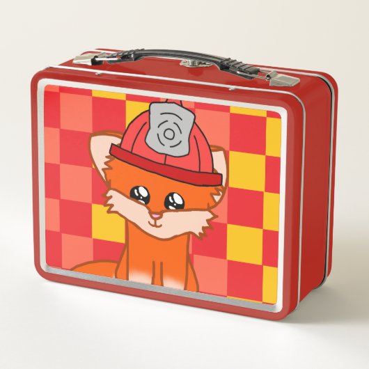 Cool Firefighter & Fox Themed Lunchbox (Achterkant)