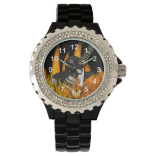 Cool Flame Guitar Genummerde polshorloge Horloge
