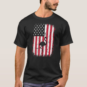 Cool Flamingo Animal Retro USA American Fl T-shirt