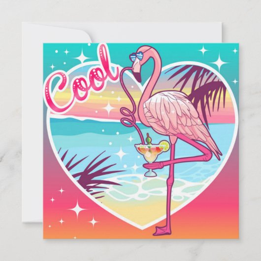 Cool Flamingo Feestdagenkaart (Voorkant)