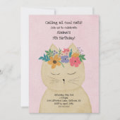 Cool Floral Chat fille anniversaire invitation (Devant)