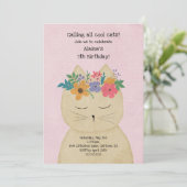 Cool Floral Chat fille anniversaire invitation (Debout devant)