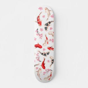 Cool Floral Japanse Koi Skateboard