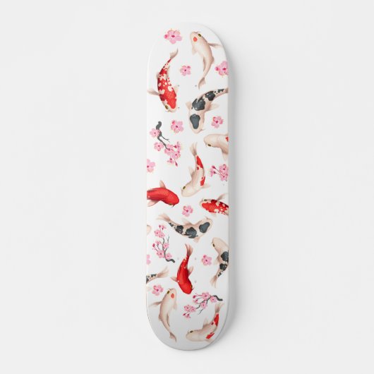 Cool Floral Japanse Koi Skateboard (Voorkant)