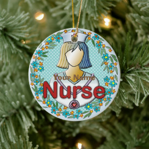 Cool Floral Nurse ornament