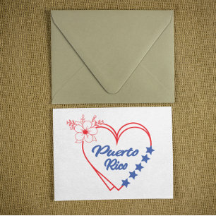 Cool Floral Puerto Rico Hart Illustratie Briefkaart
