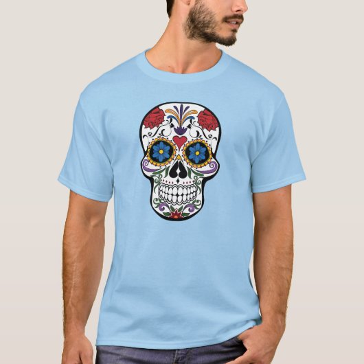 Cool Floral Skull Design T-shirt (Voorkant)