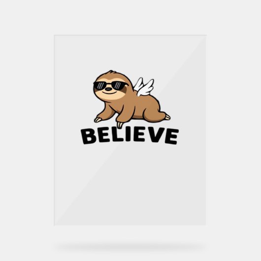 Cool Flying Sloth Believe Funny Motivatie Design Acryl Bord (Voorkant)