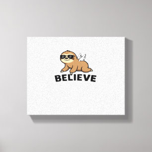 Cool Flying Sloth Believe Funny Motivatie Design Canvas Afdruk