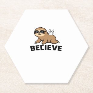 Cool Flying Sloth Believe Funny Motivatie Design Kartonnen Onderzetters