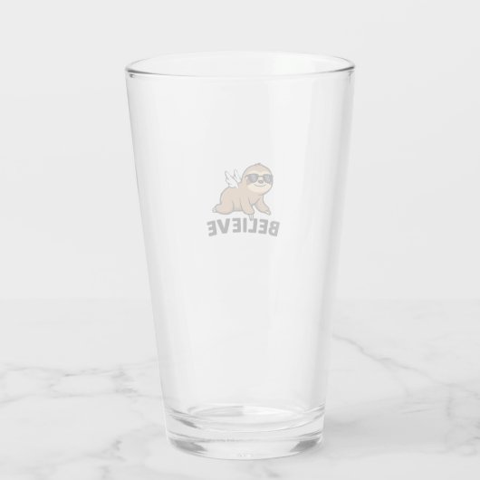 Cool Flying Sloth Believe Funny Motivational Desig Glas (Achterkant)