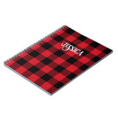 Cool Font Red en Black Buffalo Check Notitieboek (Linkerzijde)