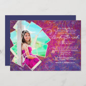 COOL FOTO COLLAGE Bat Mitzvah Uitnodiging (Voorkant / Achterkant)