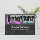 Cool fou Purple & Blue Anniversaire Invitation (Debout devant)