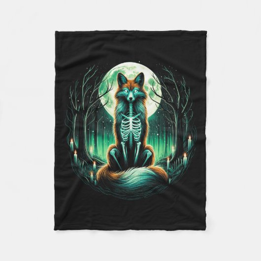 Cool Fox Skeleton Halloween Christmas Birthday Fleece Deken (Voorkant)