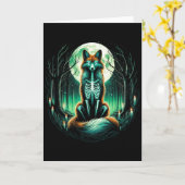 Cool Fox Skeleton Halloween Christmas Birthday Kaart (Gele Bloem)