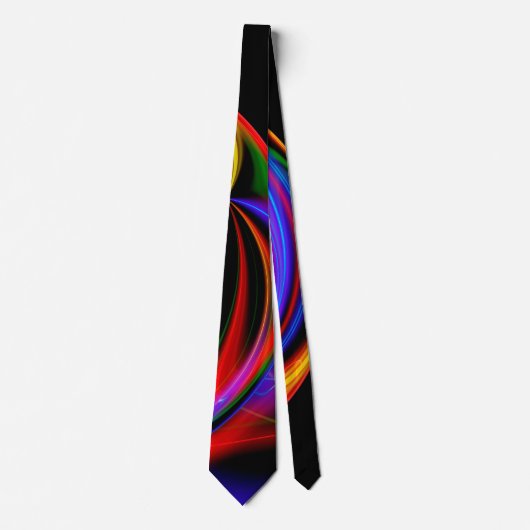 Cool Fractal Psychedelic Neon Glow Abstract Stropdas (Voorkant)