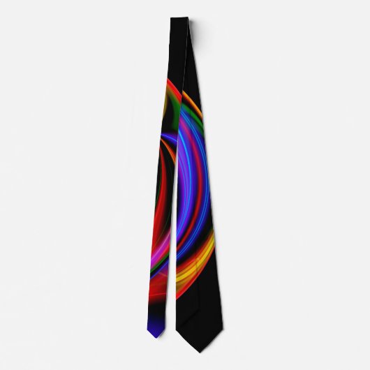 Cool Fractal Psychedelic Neon Glow Abstract Stropdas (Achterkant)