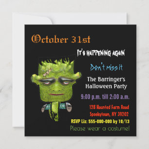 Cool Frank Fright Halloween SQUARE uitnodiging