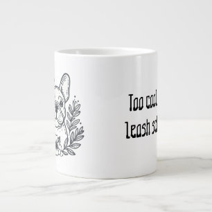 Cool Franse Bulldog Leash School Quote Extra Grote Beker