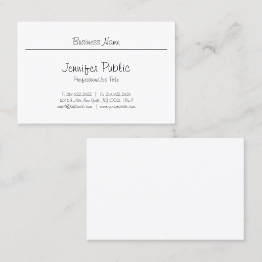 Cool Freehand Script Modern Minimalist Plain Nice Visitekaartje (Voorkant / Achterkant)