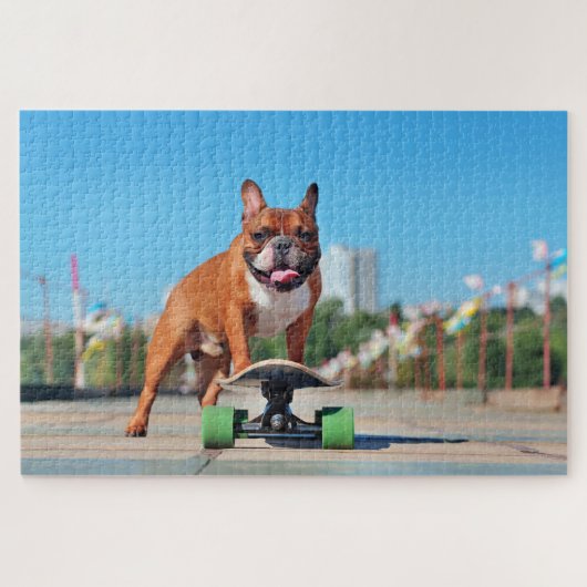 Cool French Bulldog Skateboarding Legpuzzel (Horizontaal)
