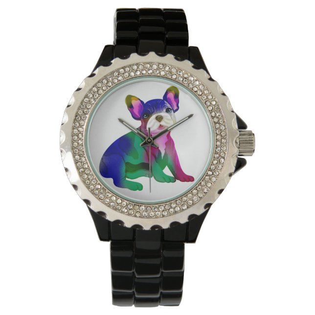 Cool French Bulldog Spray Painted Horloge (Voorkant)