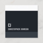 Cool Fresh Blue White Stripes Monogram Consultant Vierkante Visitekaartje (Voorkant)