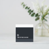 Cool Fresh Blue White Stripes Monogram Consultant Vierkante Visitekaartje (Staand voorkant)