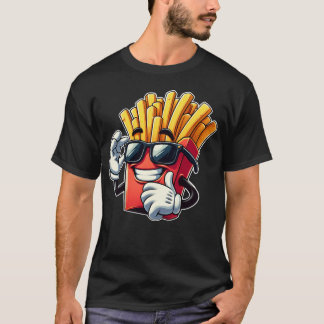 Cool Fries Cartoon Fast Food Sunglasses Cinema gir T-shirt