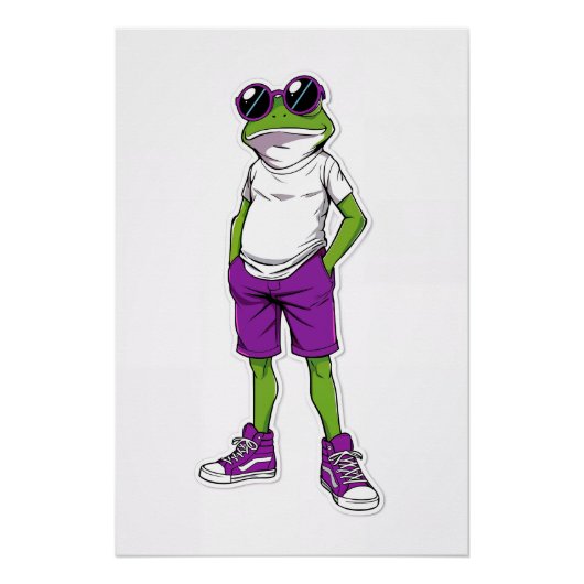 Cool Frog Poster – Funny Glasses Frog Kids WallArt (Devant)