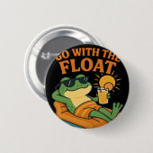  Cool Frog Relaxing on Float with Drink Ronde Button 5,7 Cm (Voorkant /achterkant)