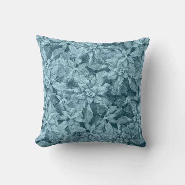 Cool Frosty Foliage-Turquoise Kussen (Voorkant)