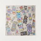 Cool Fun Doodle Lettering  Wandkleed (Voorkant (horizontaal))