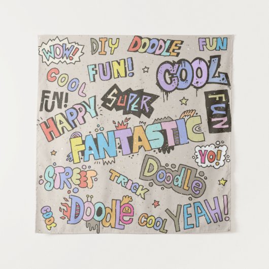 Cool Fun Doodle Lettering  Wandkleed (Voorkant)