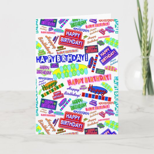 Cool Fun Dynamic Retro Happy Birthday Pattern Kaart (Voorkant)