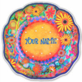 Cool Fun Floral Custom Trendy Naam Inspirivity Sticker (Voorkant)